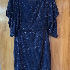 Elegant Navy Sequin Dress